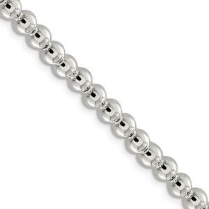 6mm, Sterling Silver, Beaded Box Chain Necklace, 20 Inch